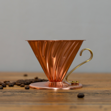 Load image into Gallery viewer, Hario V60 Copper Coffee Dripper + 200g Roaster&#39;s Choice Coffee Bag