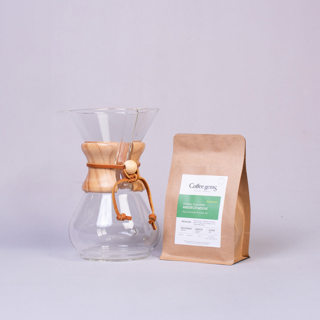 Chemex - 6 Cup Brewer + 200g Roaster's Choice Bag