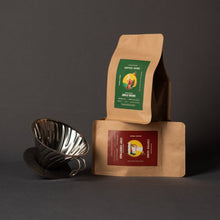 Load image into Gallery viewer, Hario V60 Metal Coffee Dripper + 200g Roaster&#39;s Choice Coffee Bag