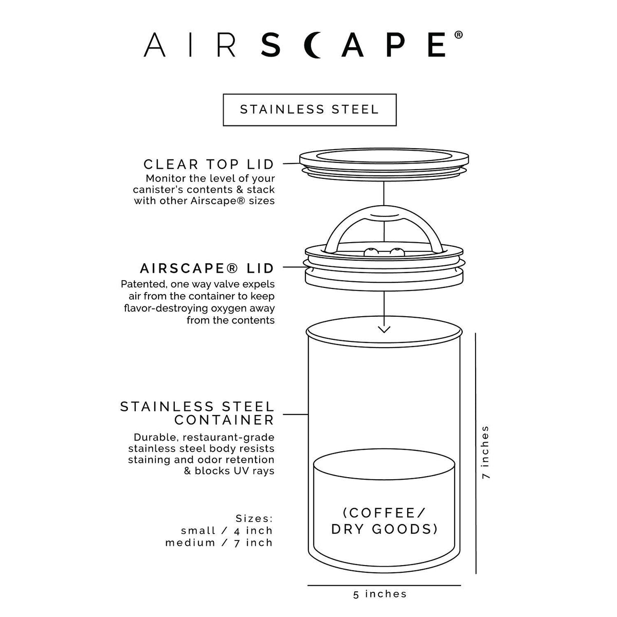 1kg Coffee Bean Storage Airscape Coffee Canister UK 1KG